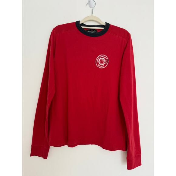 Vintage Abercrombie & Fitch Shirt Men's Medium‎ Red Blue Muscle Bear Trap Lounge - Picture 2 of 12